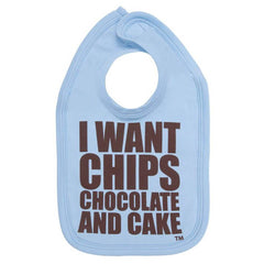 BAMBINISTA - SNUGLO - Bibs - Bib 'I Want Chips Chocolate and Cake'