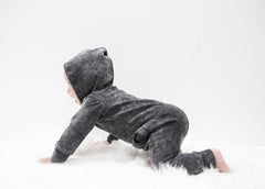 BAMBINISTA - LUCKY NO. 7 - Rompers - Jog Denim Hooded Playsuit Black