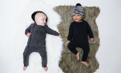 BAMBINISTA - LUCKY NO. 7 - Rompers - Jog Denim Hooded Playsuit Black