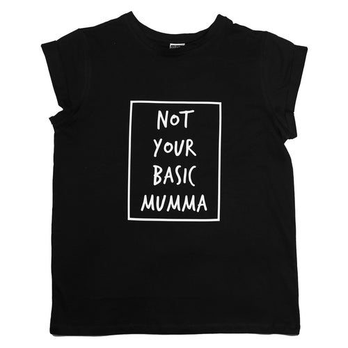 BAMBINISTA - CRIBSTAR - Adults Tops - 'Not Your Basic Mumma' Womans T-Shirt Black