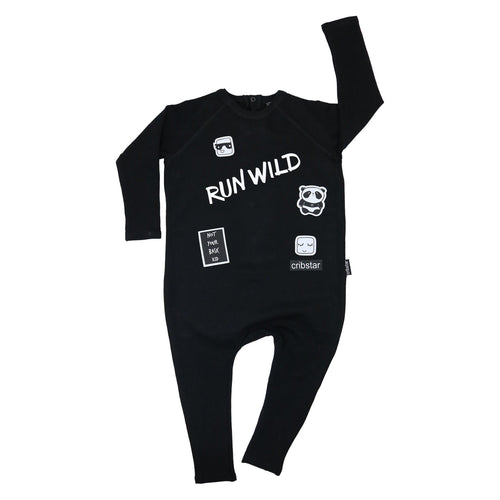 BAMBINISTA - CRIBSTAR - Rompers - Run Wild Long Sleeve Harem Romper Black