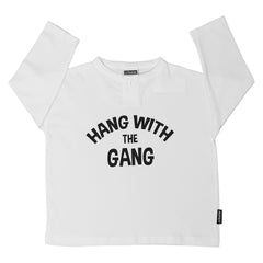 BAMBINISTA - CRIBSTAR - Tops - 'Hang with the Gang' Long Sleeve Button T-Shirt White