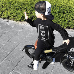 BAMBINISTA - CRIBSTAR - Rompers - 'Not Your Basic Kid' Long Sleeve Harem Romper Black