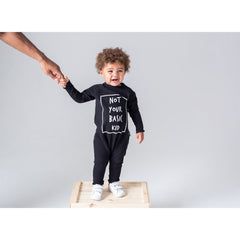 BAMBINISTA - CRIBSTAR - Rompers - 'Not Your Basic Kid' Long Sleeve Harem Romper Black