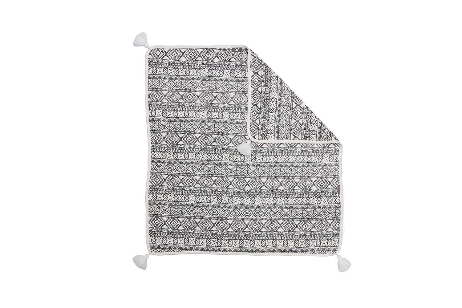 BAMBINISTA - PULP - Blankets - Bamboo Reversible Blanket with Pompoms Aztec