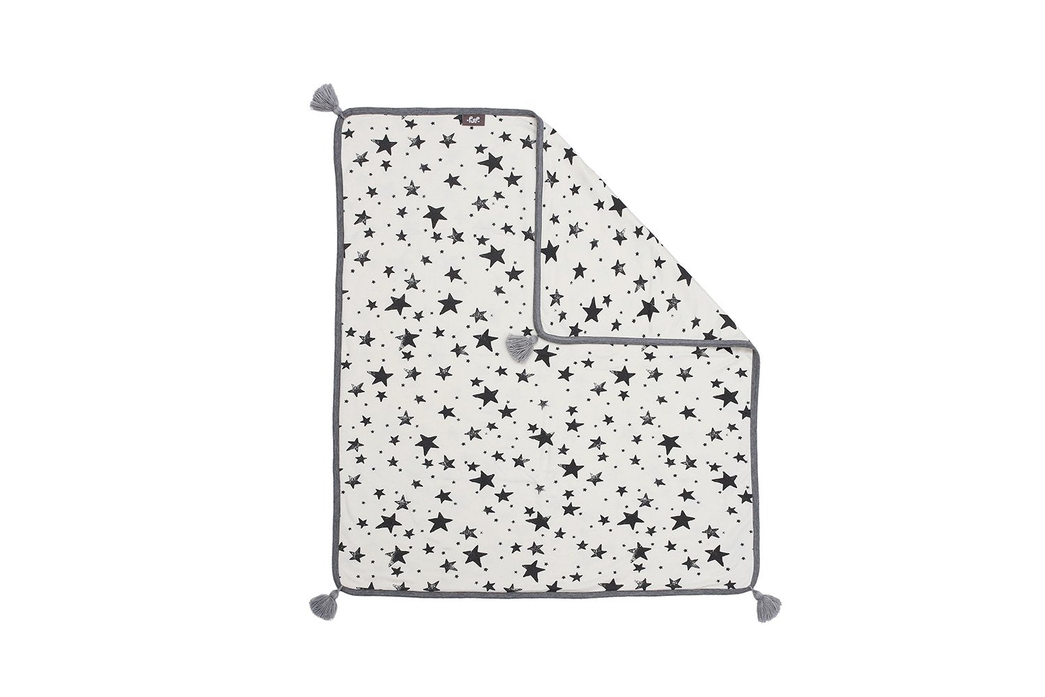 BAMBINISTA - PULP - Blankets - Bamboo Reversible Blanket with Pompoms Star Grey