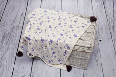 BAMBINISTA - PULP - Blankets - Bamboo Reversible Blanket with Pompoms Star Violet