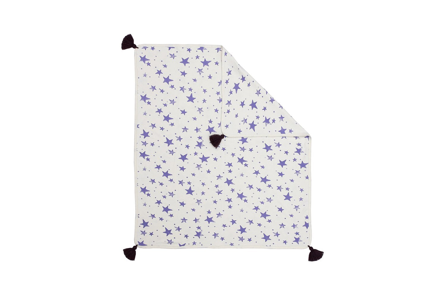 BAMBINISTA - PULP - Blankets - Bamboo Reversible Blanket with Pompoms Star Violet