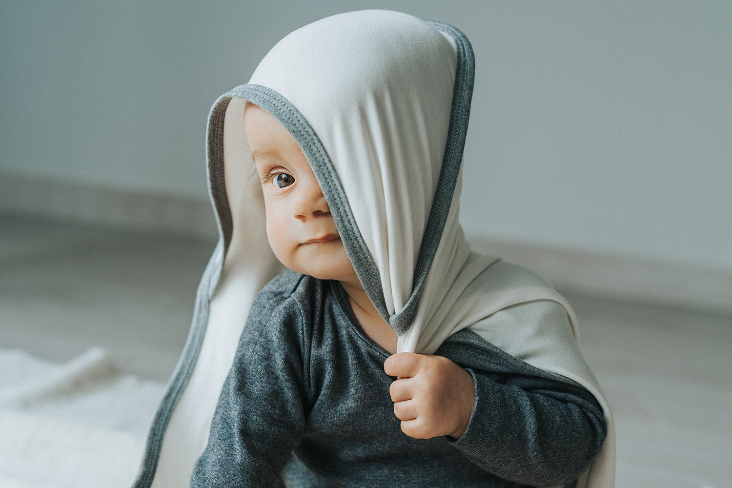 BAMBINISTA - PULP - Blankets - Bamboo Hooded Swaddle Blanket / Towel Ecru
