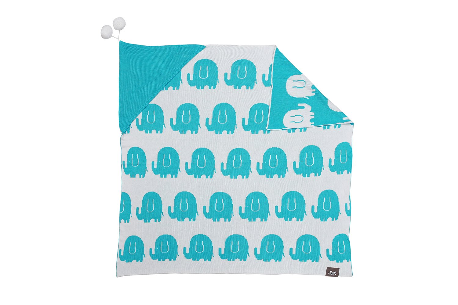 BAMBINISTA - PULP - Blankets - Bamboo Knitted Hooded Blanket Elephant Blue