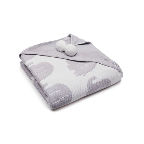 BAMBINISTA - PULP - Blankets - Bamboo Knitted Hooded Blanket Elephant Grey