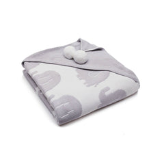 BAMBINISTA - PULP - Blankets - Bamboo Knitted Hooded Blanket Elephant Grey