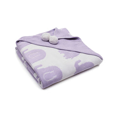 BAMBINISTA - PULP - Blankets - Bamboo Knitted Hooded Blanket Elephants Violet