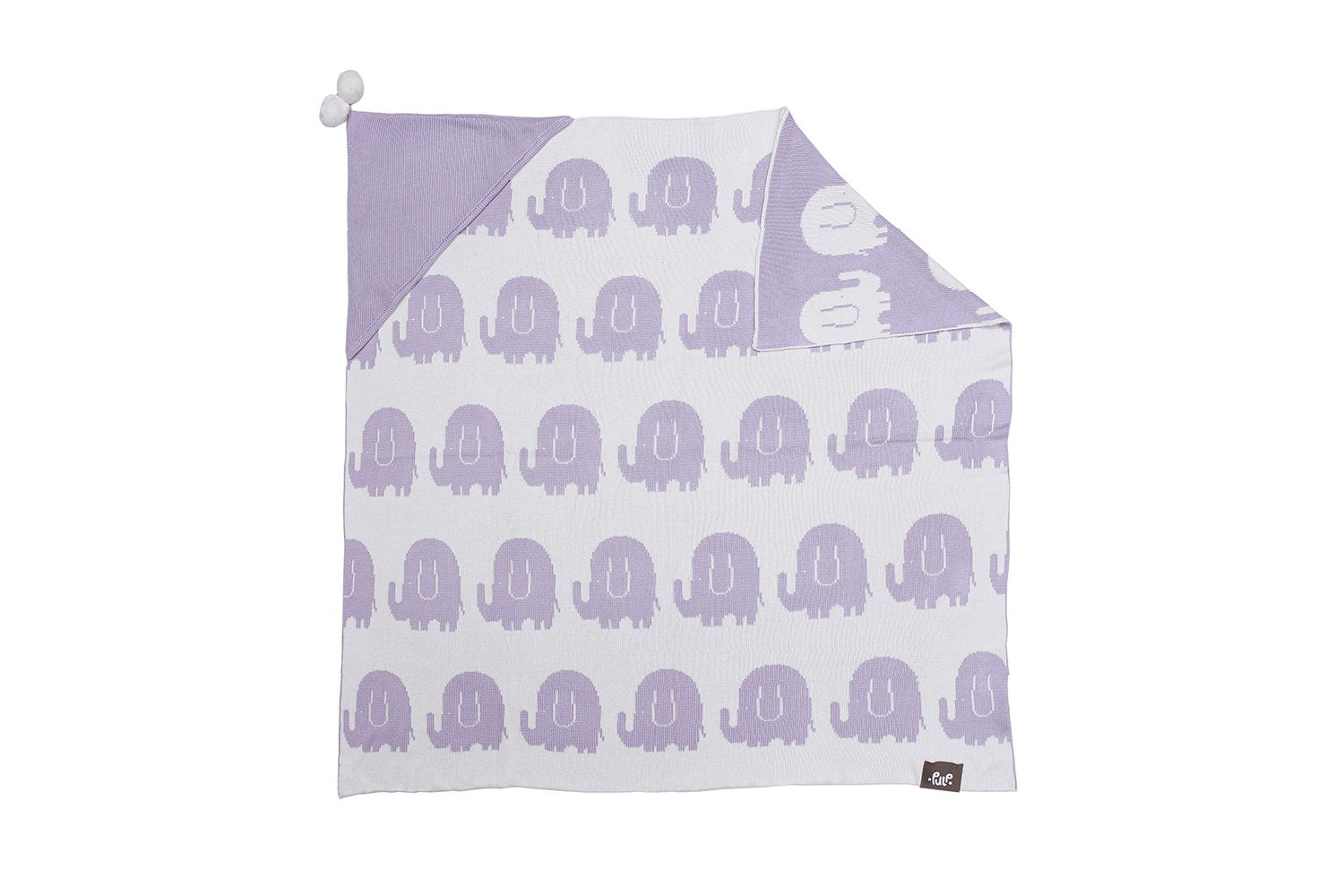 BAMBINISTA - PULP - Blankets - Bamboo Knitted Hooded Blanket Elephants Violet